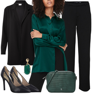Elegante Outfits Satin mit Blau Bluse und Tunika Only "Elegantes Herbst Outfit"
