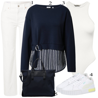 Outfit sa Bijela/Krem Hlače s Prorezom/Ravna Hlača/Stolarska hlača/Pamučna Hlača/Hlača od Kepera/Bootcut Hlača/Hlače s 5 Džepom/Boyfriend Hlače/Hlače Visokog Struka/Samt Hlače/Hlače od muslina GAP "Zimski outfit"