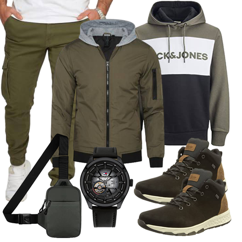 DunkelGrün/Grün KapuzenPullover/Damen Pullover/Sport Sweatshirt/Hoodie/Vintage Hoodie/Unisex Hoodie/Ausgefallener Hoodie/Sport Hoodie Jack & Jones kombinieren