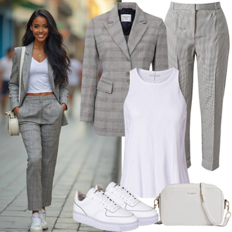 Outfit mit Weiß Schmaler Sneaker/Sneaker Low/Plateau-Sneaker/Sommer Sneaker/Leder Sneaker/medicus schuh/Skateschuh Puma "Casual Business Outfit"