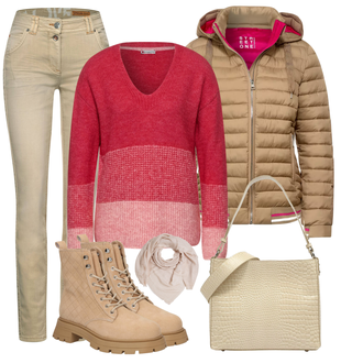 Outfit mit Beige Stiefel VERO MODA "Winterlicher Look"