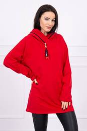 Oversize tunic with zipper on hood Red