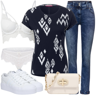 Vintage Outfits mit Blau Jeans CECIL "Cool für die Freizeit"
