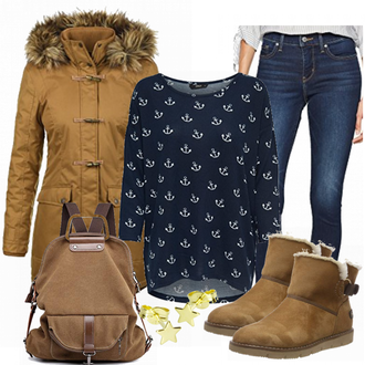 Wasserdicht Outfit mit Braun/Khaki Bundeswehr Parka/Winterjacke/Parka-übergangsjacke/Winter Parka Desires "Desires"