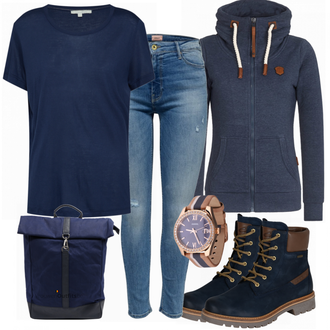 Outfit met blauw Laars Camel Active "BlauLook"