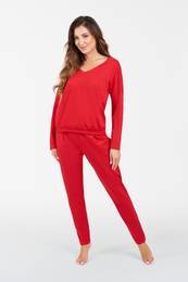 Karina women's tracksuit with long sleeves, long pants - red