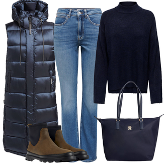Outfity na zimu s Modrá/Světle modrá Pánské tričko/Zvonové Džíny/Džíny s Nízkým Sedem/Džíny s Rozparkem Only "Zimní outfit pro volný čas"