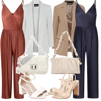 Mit Perlen Outfit mit Grau/Beige/Creme/Weiß/Khaki/Hellblau/Hellgrün Mantel/Boyfriend Blazer/Lässiger Blazer/Lederjacke/Eleganter Blazer/Longblazer/Oversize Blazer/Kurzblazer/Lederjacke für Männer Pieces "Sommerliches Abend Outfit"