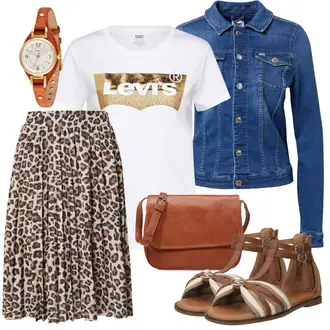 Šifón Outfit s Hnědá/Béžová/Tmavě hnědá About You "Módní letní vzhled"