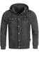 Indicode Herren Boscobel Jeansjacke m. Sweat-Ärmeln & Kapuze   Jeanswesten - Look Moderne Übergangsjacke Bequeme Herrenjacke Sweatjacke Jeans Jacke Denim Hoodie Jacket f. Männer Raven M