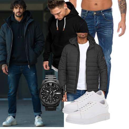 Dunkelgrau/Grau/Hellgrau/Schwarz Winterjacke/Hybridjacke/Daunenjacke/Kunstfaserjacke/Kapuzenjacke/Puffer Jacke/Isolationsjacke/Thermojacke Indicode kombinieren