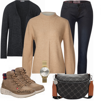 Outfit mit Braun Stiefel Skechers "Praktischer Look"