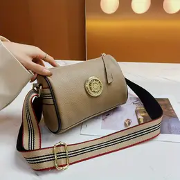 Genuine Leather Crossbody Bag, Fashion Shoulder Barrel Bag, Women's Trendy Handbag & Cylinder Purse