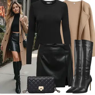 Mit Absatz Outfit mit Schwarz Langer Stiefel/Kniehoher Stiefel Only maker "Eleganter Look"