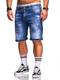 Rello & Reese Herren Destroy Designer Shorts Jeans Kurze Hose Sommer Bermuda (W32, 8876 (Blau))