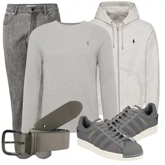 Outfit mit Grau Sneaker/Leder Sneaker Adidas Originals "Perfekt für die Freizeit"