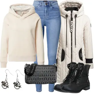 Sternzeichen Outfits Winter mit Hellblau Lederjacke/Push up Jeans/Cuir Chaussures/Ankle Boot/Winterjacke/High Waist Jeans/Schlupfjeans Pieces, Schwarz Biker Boot/Springerstiefel/Schnürstiefel/Motorradstiefel/Stiefel Mit Reißverschluss Mustang "Feines Sternzeichen Outfit"