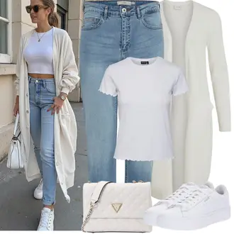 Outfit mit Weiß Sneaker Low/Plateau-Sneaker/Schmaler Sneaker/Sneaker Mit Lochmuster Puma "Frühling outfit"