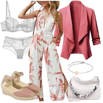 Outfit mit Grau/Rosa/Silber/Beige Spitzenbustier/Durchsichtiger BH/Wäsche-Set/BH-Slip Set mit Bügel/BH Slip Set/Dessous-Set Aus Spitze ZUKULIFE "Perfekt für den Sommer"