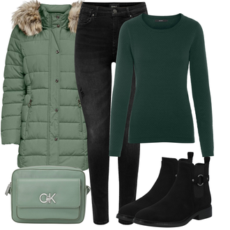 Outfit mit Grün/DunkelGrün/HellGrün Mantel mit Fellkragen/Daunenmantel/Daunen & Steppmantel/Parka/Übergangsmantel/Wintermantel/Puffer Jacke/Winterjacke/Federjacke/Daunenjacke/Winter Parka/Parka-übergangsjacke Only "Outfit für den Herbst"
