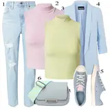 Outfiti s plavim "mom" trapericama image