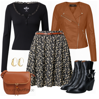 Outfit mit Braun Lederjacke VERO MODA "Schönes Frühlingsoutfit"