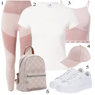 Outfit sa Pink/Bež/Plava/Siva sportski grudnjak/Sportska Odjeća Puma "Sport Outfits"