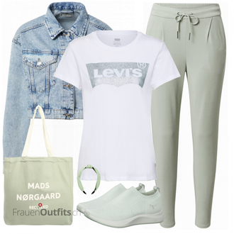 Outfit mit Blau/Grau Sommerjacke Gina Tricot "Toller Look für die Freizeit"
