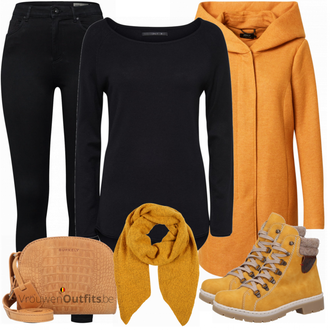 Outfit met geel Laars Rieker "Herfstkleding"