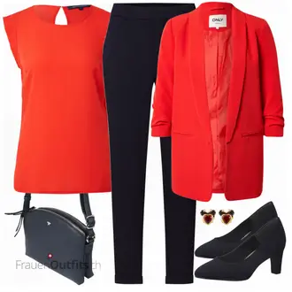Outfit mit Rot Bluse FRENCH CONNECTION "Auffälliges Business Outfit"