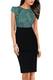 HOMEYEE Damen Vintage Rundhalsausschnitt Blumendruck Bodycon Business Bleistift Kleid B316 (EU 38 = Size M,Grünes Gitter)