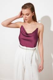Cherry Stone Strap Satin Blouse