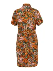 Monki Kleid hellgrün / orange / rosa / schwarz