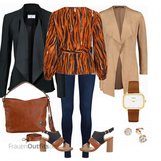 Outfit mit Lederjacke Heine "Golden Nugget Business"