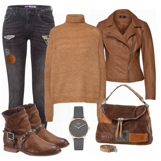 Outfit mit Schwarz Jeans Superdry "charming"