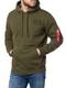 Alpha Industries Red Stripe Hoodie Oliv XXL