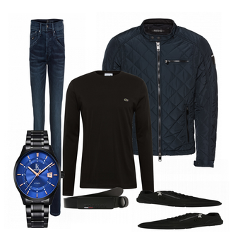 Outfit mit Schwarz Sweatshirt Lacoste "Bugatti"