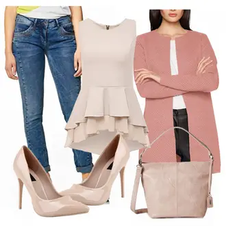 Metallic Outfit mit Grau High Heel Stiefelparadies "Vila"