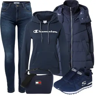 Outfit mit Blau/Dunkelblau Daunenjacke/Außergewöhnliche Jacke/Langjacke/Parka-übergangsjacke/Puffer Jacke/Sommerdaunenjacke/Winterjacke/Winter Parka/Mantel mit Reißverschluss/Daunenmantel/Langer Daunenmantel/Parka/Puffer Mantel/Steppmantel/Übergangsmantel/Wintermantel S.Oliver "Trendiger Winterlook"