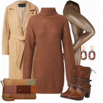 Outfit met bruin Desigual "Elegante Winteroutfit"