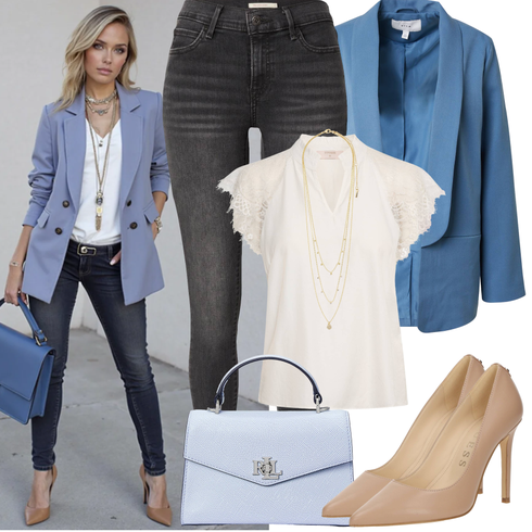 Kombinirajte Smeđa/Krem/Bijela/Bež Majica I Top Veći Broj/Bluza Veći Broj Cream s Bijela/Bež/Zlatni Dodatak Fini lančić/Bogato ukrašena ogrlica/Collier Pilgrim