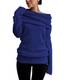 Style Dome Pullover Damen Revers Schulterfrei Tunika Langarmshirt Stricken Bluse Langarm Solid Blau-745936 M