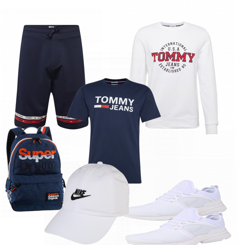 Blau T-Shirt Tommy Jeans kombinieren