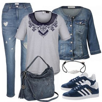 Gazelle Outfit mit Grau Sneaker Adidas Originals "Fan"