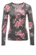 Hailys Damen Langarmshirt Longsleeve Stretch Print Shirt (S, Dark Grey/Flowers)