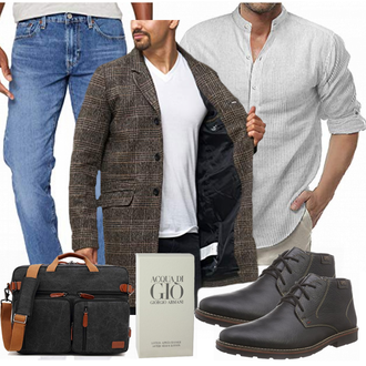 Outfit mit Grau Hemd/Bügelfreies Hemd COOFANDY "Buro Outfit"