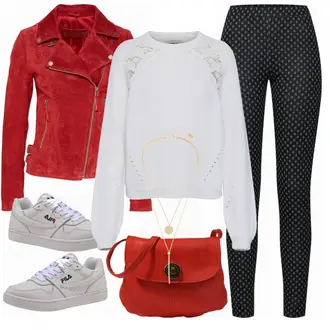 Outfit mit Rot Freaky Nation "Spaziergang"