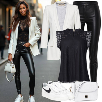 Basic Outfit sa Krem/Bijela Kaput/Odijelo wallis, Bijela/Krem/Siva Pojasna torbica/Torbica za telefon/Torba preko ramena/Mala Torbica/Torbica/Torba za rame/Torba za pisma/Torba za nošenje "Cool svakodnevna odjeća"