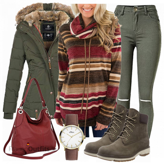 Outfit mit Dunkelgrün/Khaki/Grau/Braun Herren Lederschuhe/Winter Stiefel/Wasserfester Schuh/SchnürStiefel/Wasserdichter Stiefel/Klassischer Stiefel Timberland "Marikoo Jacken"