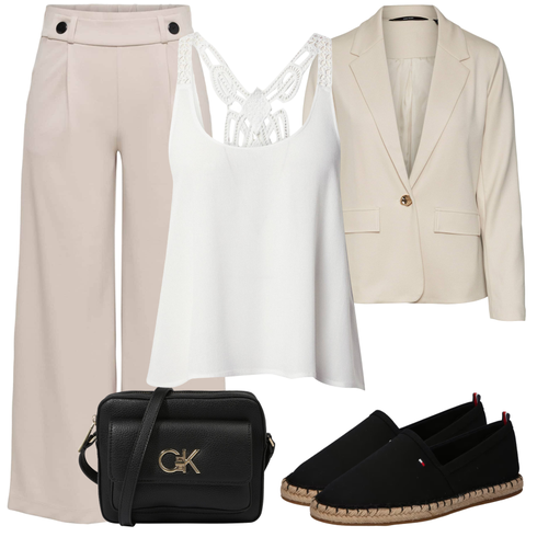 Kombinirajte Torba Za Preko Ramena Calvin Klein s Smeđa/Bež/Kaki Široka Hlača/Hlače od muslina/Palazzo Hlača/Lepršave Hlača/Culotte Hlačice/Marlene Hlača/Hlače s Prorezom/Hlače Visokog Struka/Lanene Hlače JdY